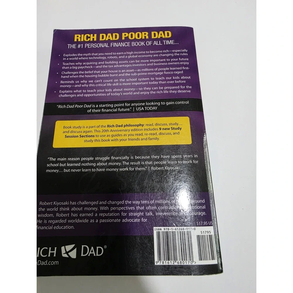 Rich‎ Dad Poor Dad Robert T. Kiyosaki Paperback Sku B1